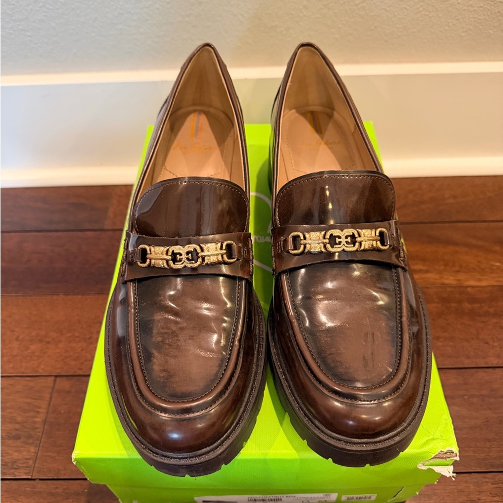 Sam Edelman Teo Brown Loafers with Gold Accent
